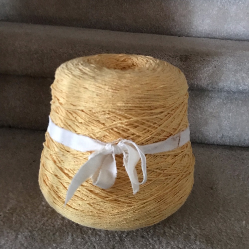 Vintage 1965 Cone of Cotton Nylon Yarn Daisy Pale Yellow Color Phoenix Dye Works